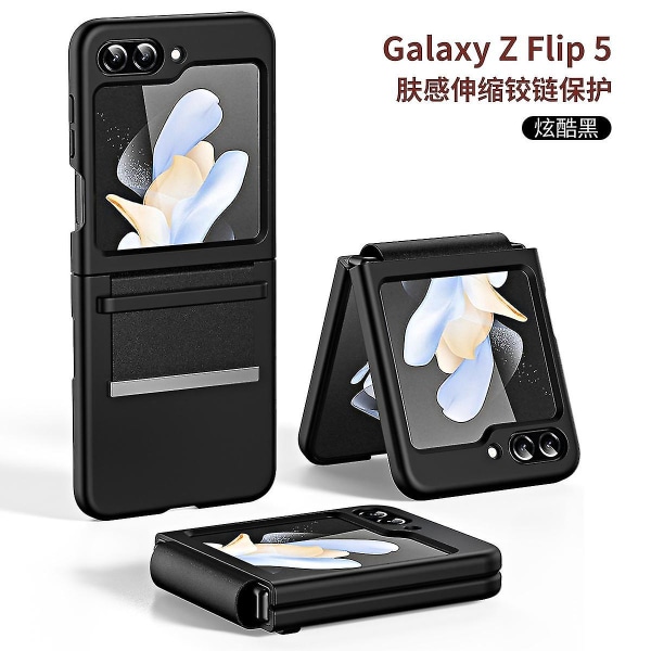 Skin Feel Solid Color Gångjärnsskydd Stötsäkert case för Samsung Galaxy Z Flip 5 Black