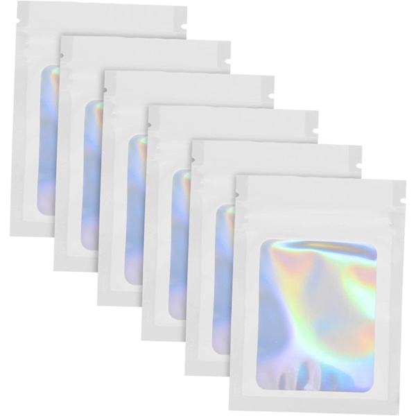 100 stk pilleoppbevaringspose klare kakeposer fargede poser klare smykkeposer mini myntvogn P White