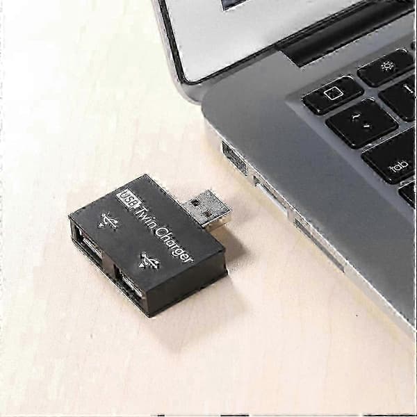 Mini USB Hub 2 Port USB Twin Oplader Splitter Adapter Konverter til PC USB Flash Drev
