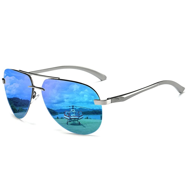 Polarisoidut Aviator-aurinkolasit miehille ja naisille, 63 mm UV400 -suoja, kevyt metallikehys, peilipinnoitetut linssit ulkokäyttöön