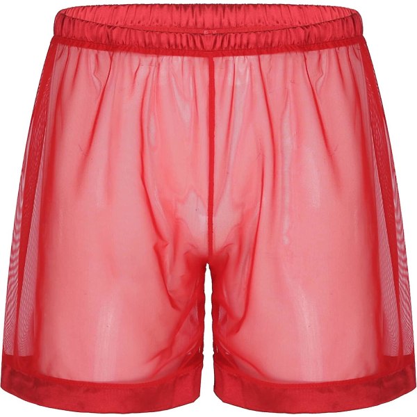 Mäns Mesh Genomskinlig Loose Lounge Boxer Underkläder Sommar Beachwear S-3xl