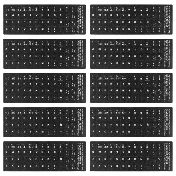 10 ark spanska tangentbordsklistermärken för bärbar dator