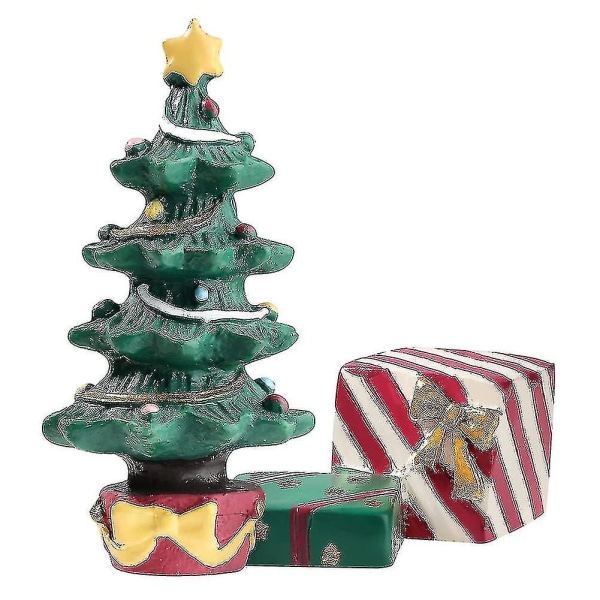 Christmas Aquarium Decoration Xmas Tree Present Box Miniature Resin -landscape Ornaments For Fish T