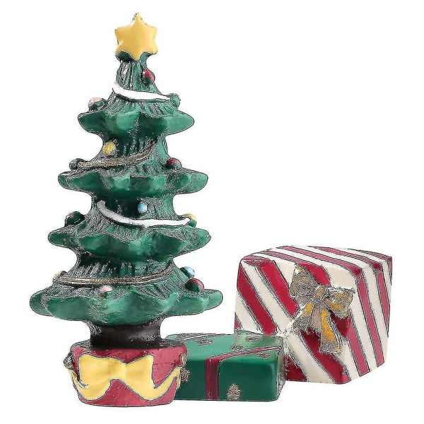 Juleakvariet dekorasjon juletre gaveeske Miniatyrharpiks -landskapspynt for fisk T
