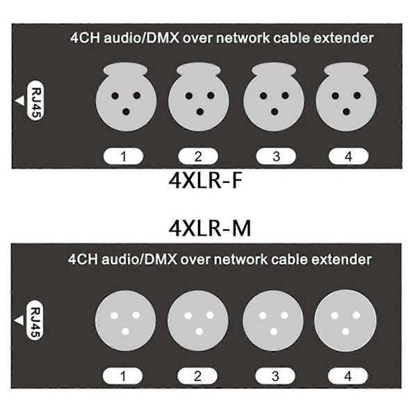 1 stk. 4-kanals 3-Pin XLR Audio og DMX over Netværkskabel Forlænger, DMX512 Netværkssignal Forlænger, Han