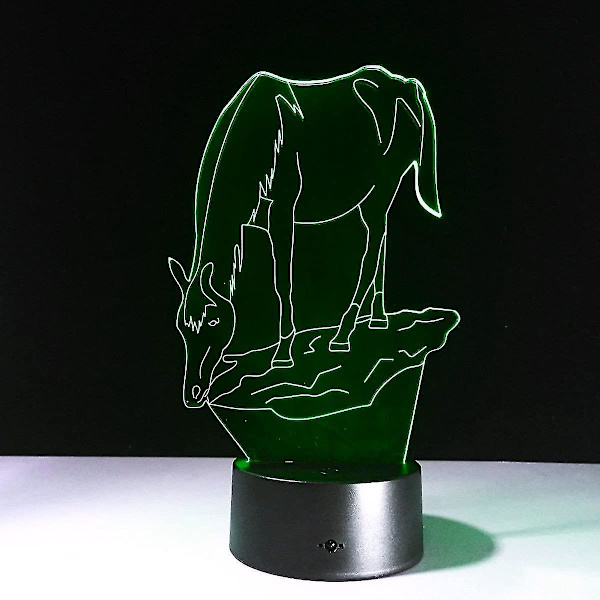 Wekity 3D djur flodhäst nattlampa 7 färger byte LED bordslampa skrivbordslampa akryl platt ABS bas USB laddare heminredning leksak födelsedag jul barn