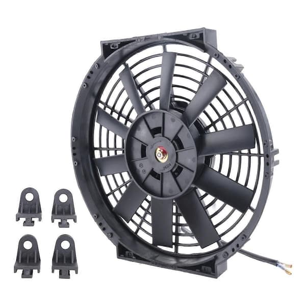 10 tommer 12V 80W 2100 o/min Universal Lige Sort Blad Elektrisk Køleradiator Tankventilator Montering