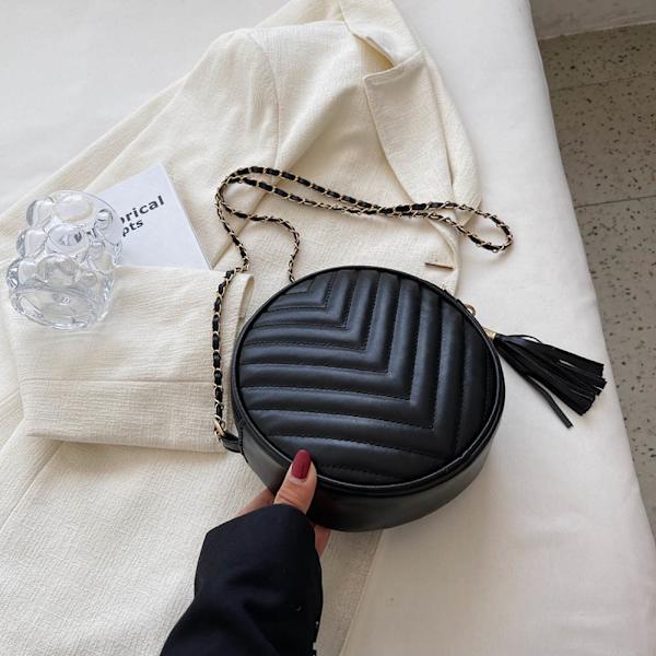 Dam Crossbody Väska Cirkel Tofs Liten Kväll Koppling Väska