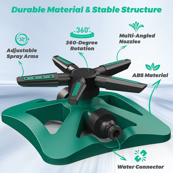 Pihan sprinklereitä, pyörivä 5-in-1 nurmikon sprinkler 360