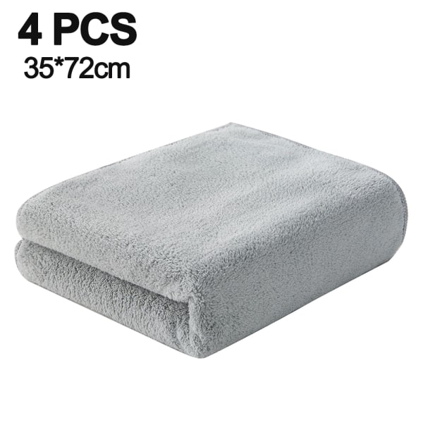 Handduk Ultra Mjuka Badlakan, 4-pack, 35 x 70 cm, Snabbtorkande, Mycket Absorberande Korall Sammet Handduk Grey