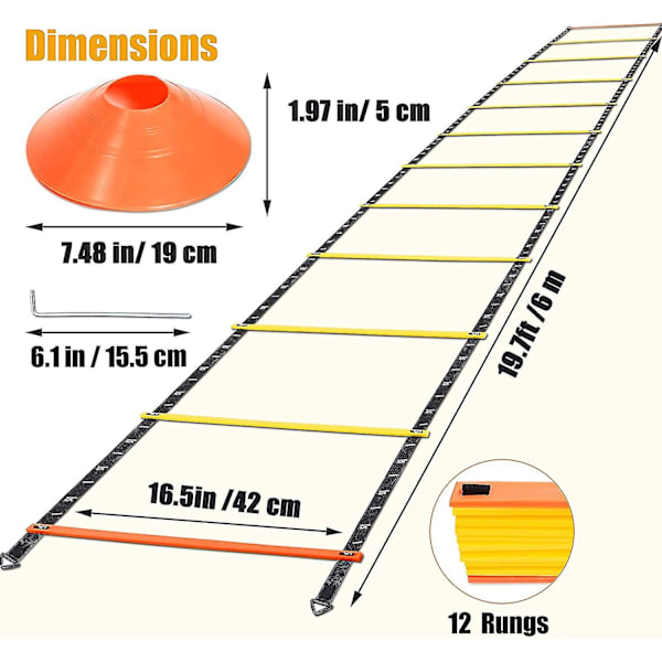 Piao Agility Ladder - Agility Speed And Balance Training Ladder For Soccer Basketball Boxing Softball Footwork Sports Agility Training With Scale And