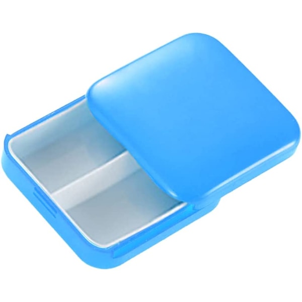 Pilleæske, 2 rum minipilleæske, plastikpilleæske, bærbar rejsepilleæske til opbevaring af vitaminer og medicin mv.（Blå） blue