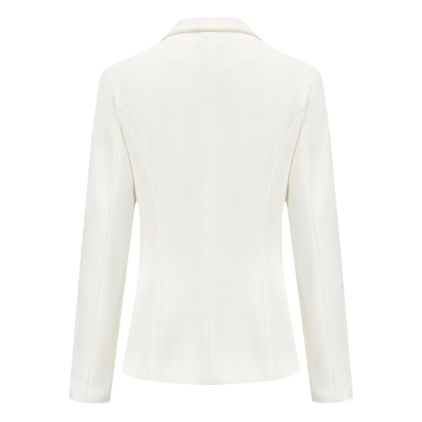 Yynuda dame 2-delt elegant kontor dame professionel kjole dobbeltradet forretningsdragt (blazer + nederdel) White M