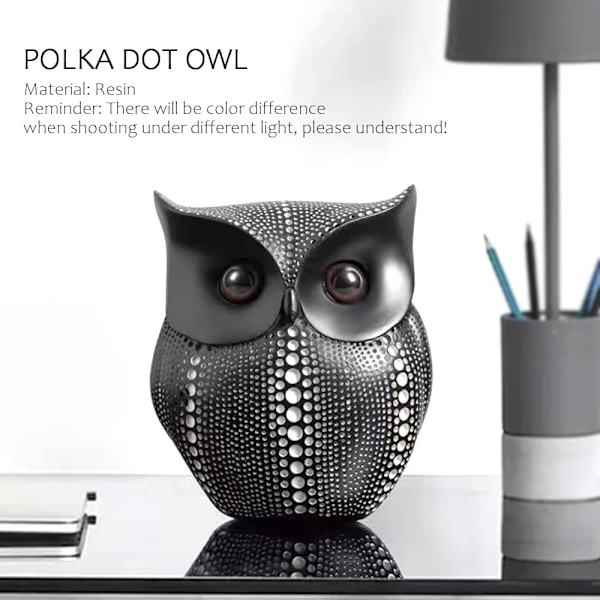 Uggla Dekoration, Harts Uggla, Uggla Staty Idé Present, Uggla Trädgård Dekoration, Uggla Staty Dekoration, Uggla Dekoration Figur, Harts Djur Skulptur (Svart)