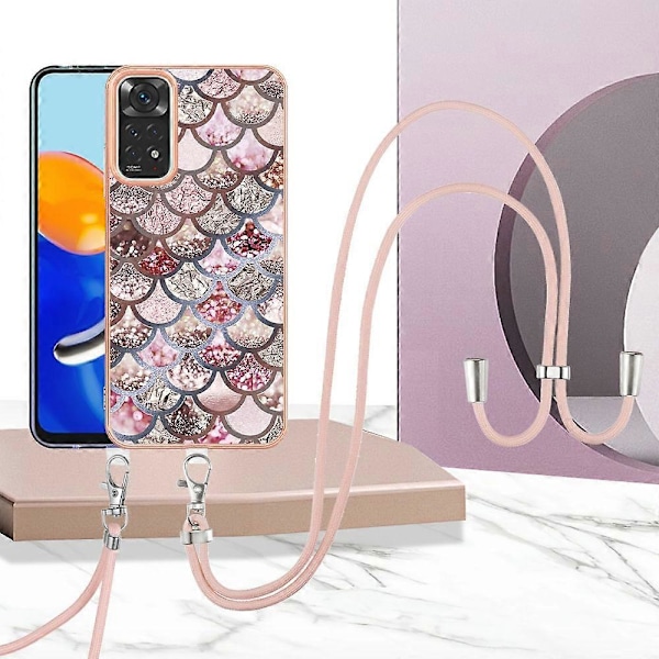 For Xiaomi Redmi Note 11S / Note 11 Global Elektroplettering IMD TPU Telefondeksel med Lanyard