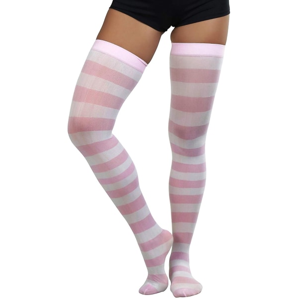 Women\s Vibrant Horizontal Wide Striped Thigh High Stockings