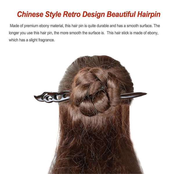 Hair Stick Chopstick Ebony Side Clip Chignon Pin Ainutlaatuinen muotoilu
