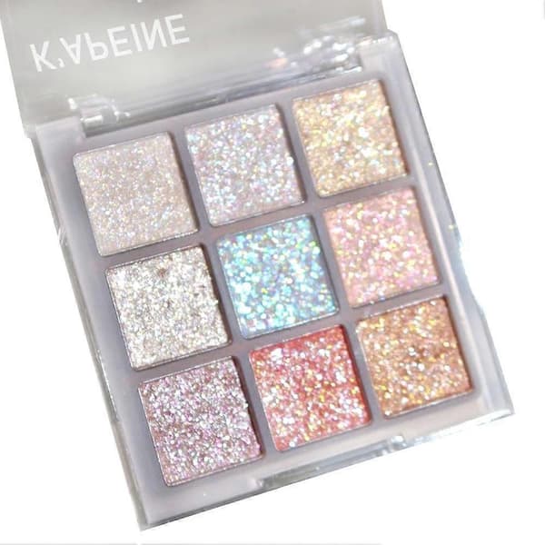 Perlemorskimrende fin glitter highlighter blendende smart øyenskyggepalett