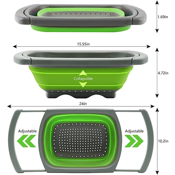 Taitettava siivilä, siivilä tiskialtaan päälle vihannes-/hedelmä green