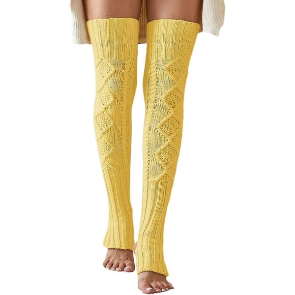 Kvinders kabelstrik Lårhøje benvarmere sokker over knæhøje fodløse støvler