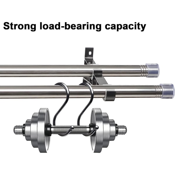 Dobbelt gardinstang med kappefinialer 76-112 cm, gardinstang med beslag fittingsæt vinduesstænger til stue og udendørs