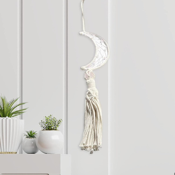 Måne af drømmefanger, gobelin display kunst drømmefanger håndværk boho macrame vægkunst til legerum gave restaurantindretning,