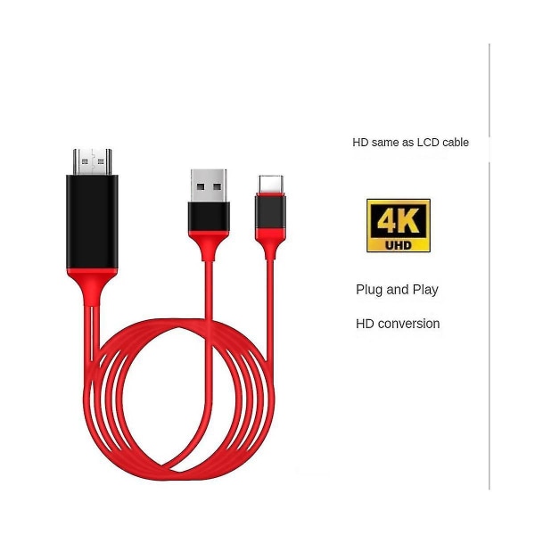 Typ-C till -kompatibel adapterkabel 4k 30hz omvandlaradapter med USB-ström för HDTV TV Digital Au