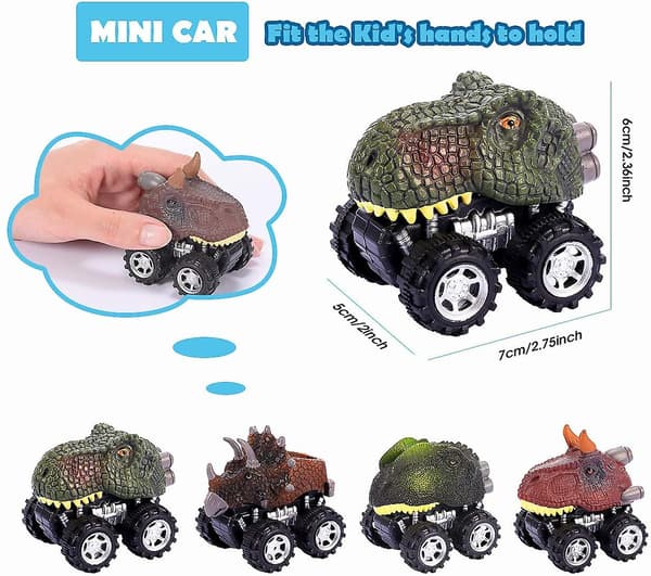 Dinosaurbilsett for 2-10 år gamle gutter, gutteleker, 4 stk