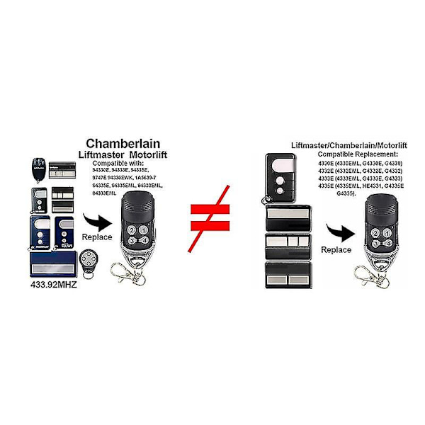 Chamberlain Liftmaster Garage-port Fjärrkontroll Motorlift 1a5639-7 D-66793 94335e 4335e 4330e 4333e 4332e Ersättning 433 Mhz(94335e Etc) (ls)
