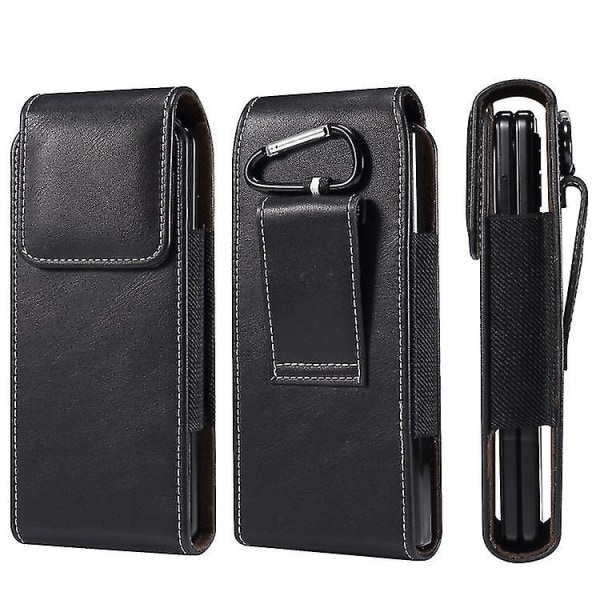 Læder bælteclips Telefonhylster Talje Bærende Hængepose Etui Kompatibel Samsung Galaxy Z Fold 4/z Fold 3 Black
