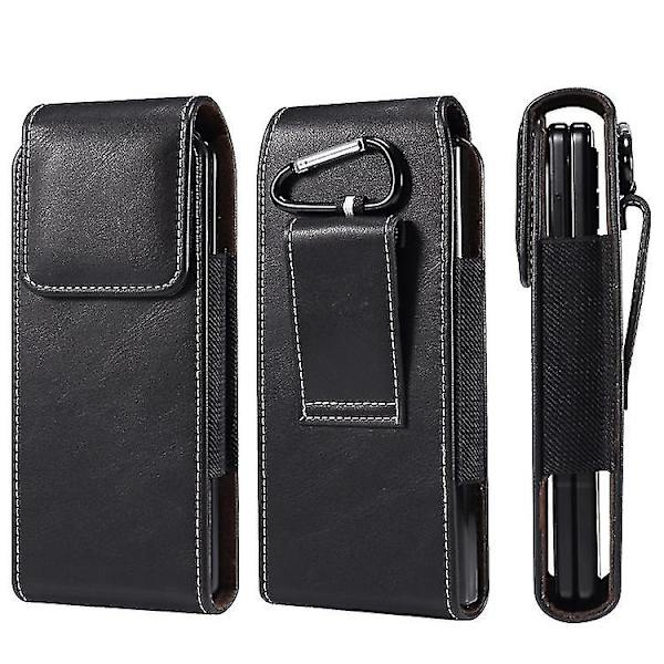 Läderbältesklämma Telefonholster Midjehängande Fickfodral Kompatibel Samsung Galaxy Z Fold 4/z Fold 3 Black