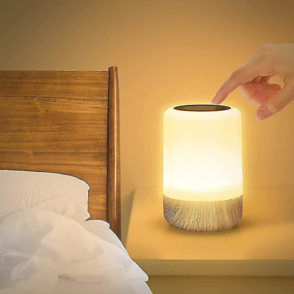 LED-sänglampa med touch-dimmer, bordslampa batteridriven 8 färger och 3