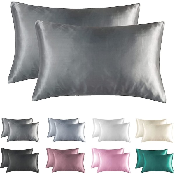 Satin Pillow Case Standard Size Set Of 2 Soft And Silky Anti