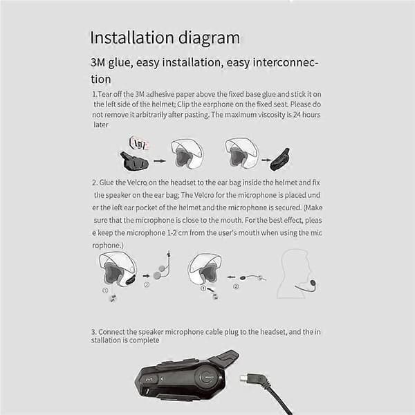 BT5.0 Motorcykel Headset Intercom Interconnection Udendørs Ridehjelm Headset med DSP+ Støjreduktionsfunktion