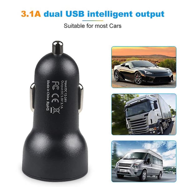 2 Usb Billader 3.1a Mobiltelefon Billadapter 12-24v Auto Led Rød Spenningsdisplay Adapter Socket Rask