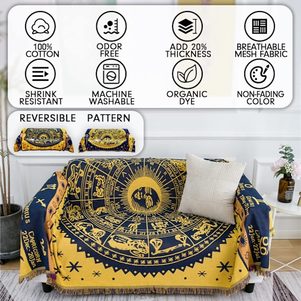 Boho vævet tæppe vendbart bomuld boheme tapet