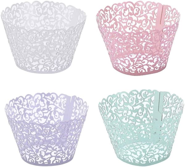 40 stk. Cupcake Wrappers Laser Cut Beacon Cups til bryllupsfest