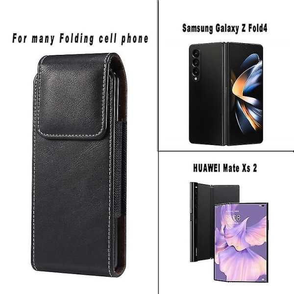 Lær belteklips Telefonhylster Midje Bærende hengende veske Kompatibel Samsung Galaxy Z Fold 4/z Fold 3 Black