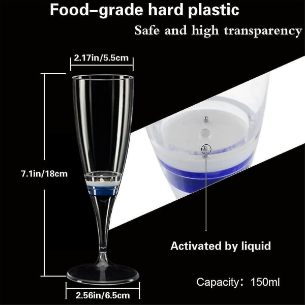 6-pack LED-vinglas Champagneflöjter Ljusupplysta Glas Le