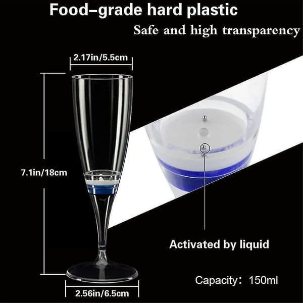 6 Pak Led Vinglas Champagnefløjter Lysende Glas Le