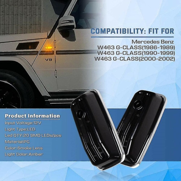 Bilsidig Amber LED Sidemarker Blinklys for W463 G-klasse