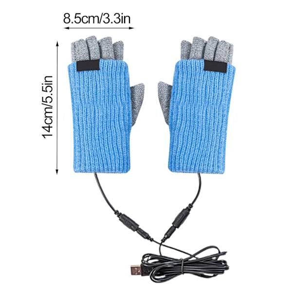 Uppvärmda handskar halvfinger stickning hem USB vinter hand varm
