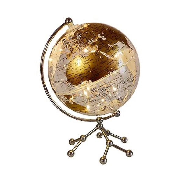8 tommer World Globe, oplyst verdensklode med metalstativ, pædagogisk interaktiv globe, Led Globe