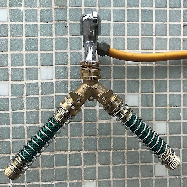 2-veis Y-formet dobbel vaskemaskin kran - Messing slange dispenser med justerbart håndtak
