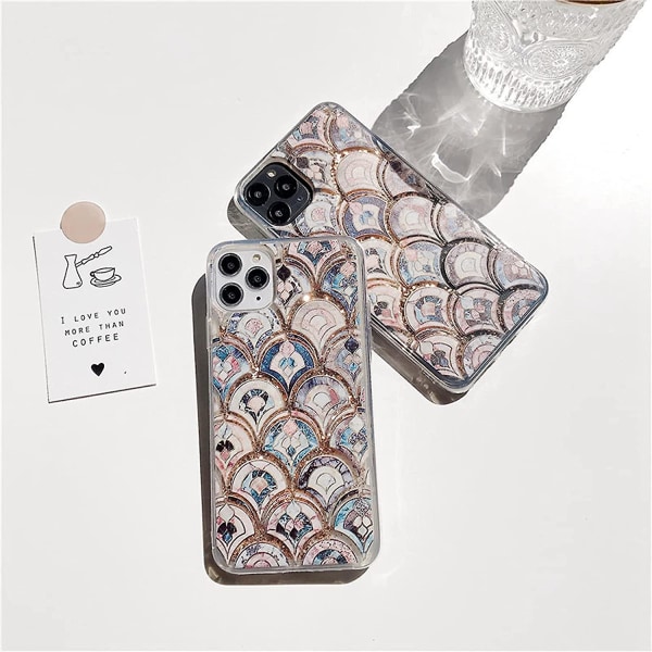 Luksuriøs glitter kvikksand telefondeksel for iPhone 7 Plus 8 Plus Bling havfrue fiskeskjell gnistrende støtsikker fleksibel deksel