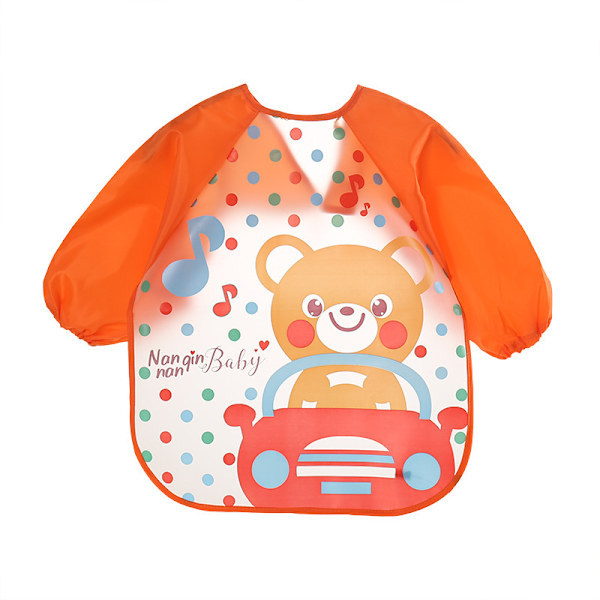 Barnhaklapp anti-smuts långärmad anti-kläder baby söt matficka Orange bear + random piece