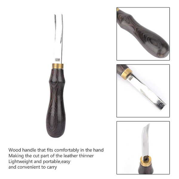 Nahka-DIY-työkalu, nahka-reunusten leikkaustyökalu, nahka-reunustyökalu, nahka-viistetyökalu (musta 10 mm)