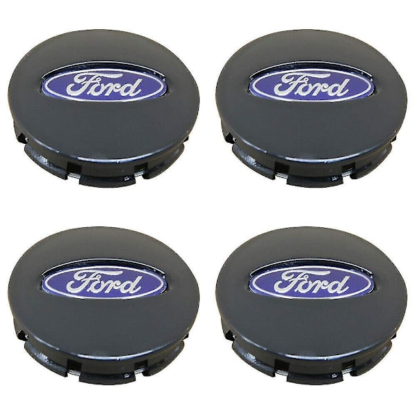 4 stk 68mm sorte navkapsler med emblem til Ford Bb53-1a096-ra