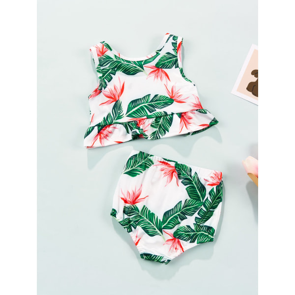 Toddler Børns Badetøj Baby Piger Tankini Bikini Sæt Badetøj S Leaf printing 90CM