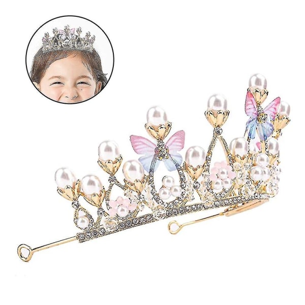 Prinsesse tiaraer til piger, fødselsdagskrone til piger sommerfugl